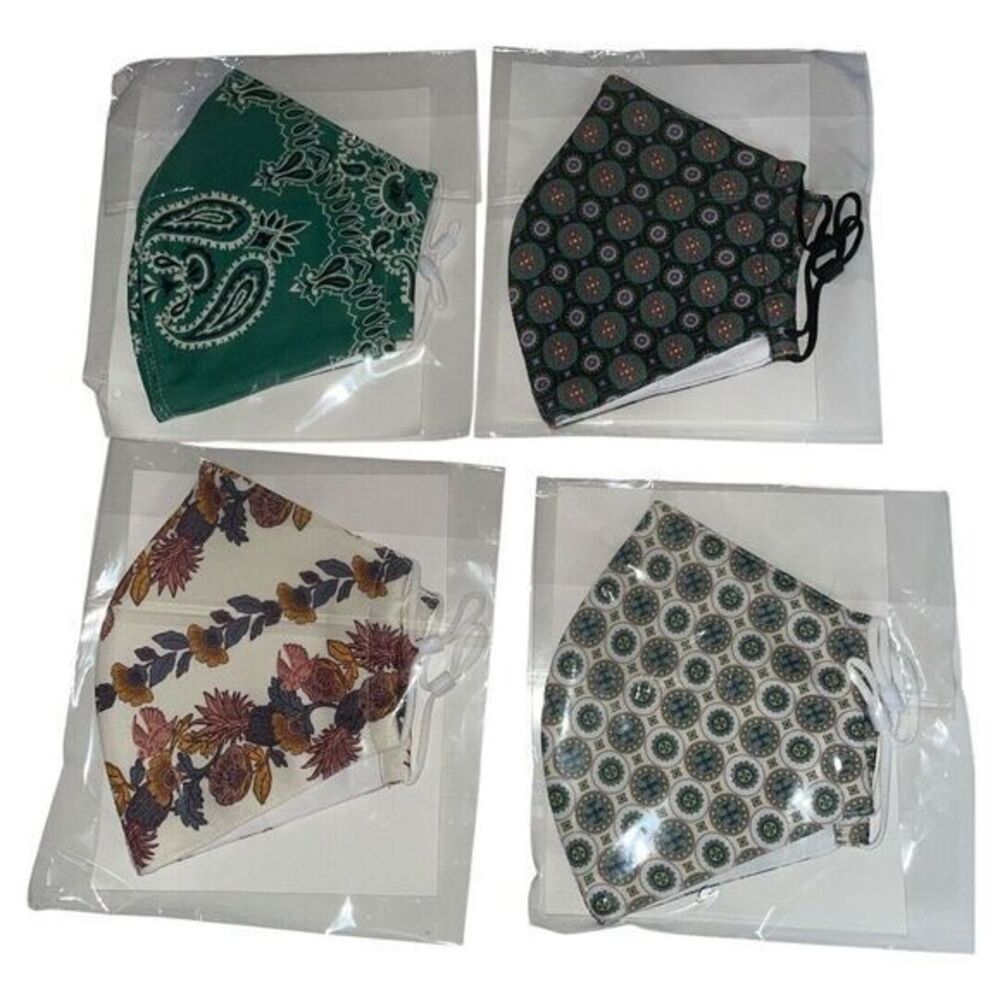 4 Tory‎ Burch Printed Two Layer Adjustable Face Mask New Limited Print